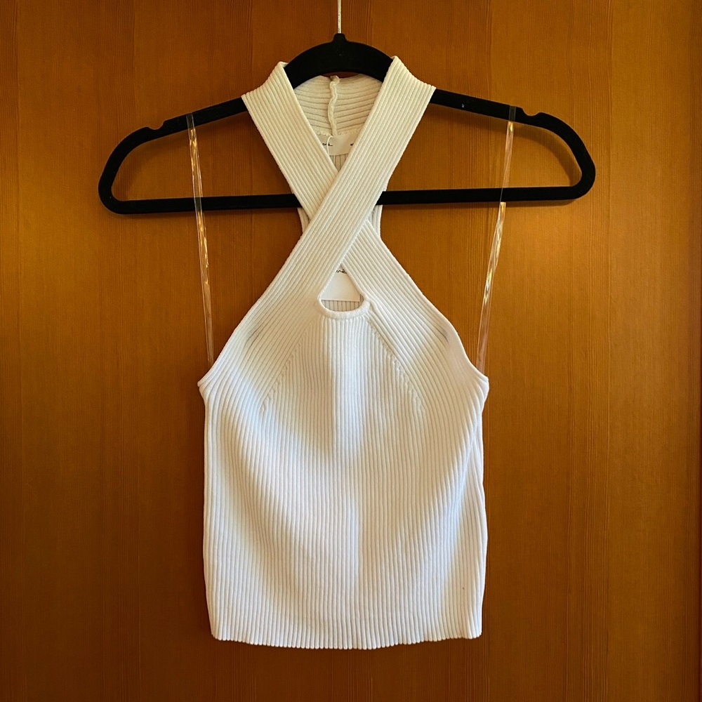 NWT supre white cross cross halter tank top